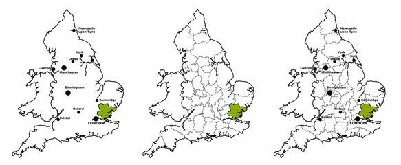 Essex located on map of England