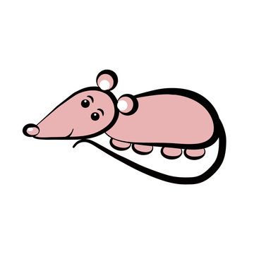 funny pink mouse with black eyes
vector illustration