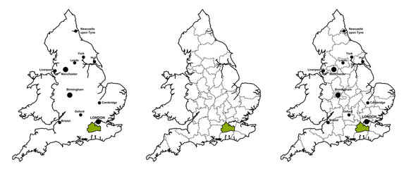 Surrey located on map of England
