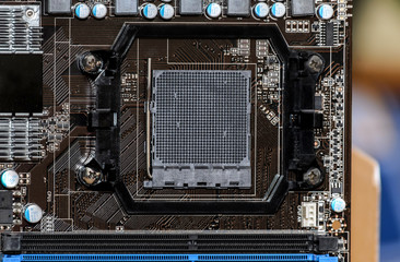 computer motherboard, close up