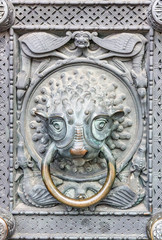 Ancient door of Bremen Cathedral, Germany