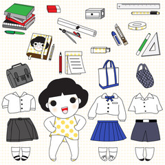 HighSchool Girl Essentials Character illustration