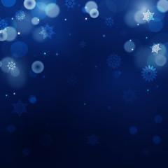 Dark blue blur background for christmas with snowflakes. Holiday