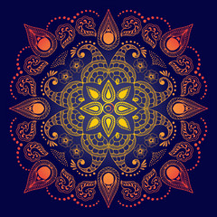 Henna mandala. Vintage decorative elements. Oriental pattern, vector illustration. Islam, Arabic, Indian, turkish, pakistan, chinese, ottoman motifs