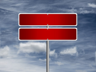 High resolution blank road sign empty highway street red signage.