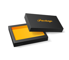 3D Modern Candy Open Box, Black And Orange Yellow