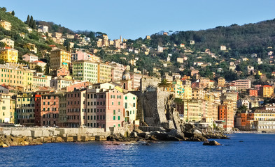 Obraz premium The colored houses of Camogli seen from the sea