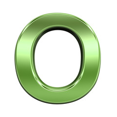 One letter from shiny green alphabet set, isolated on white. Computer generated 3D photo rendering.