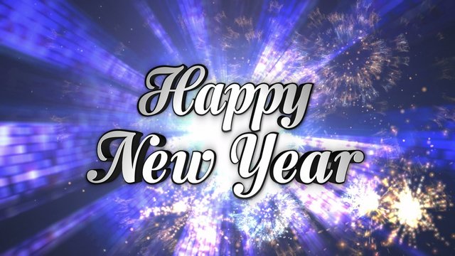 Happy New Year,  Text in Disco Dance Tunnel, In / Out, Loop, with Alpha Channel, 4k
