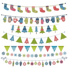 Christmas flags and garland set