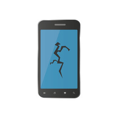 flat phone with a broken screen. Icon for repair smartphones