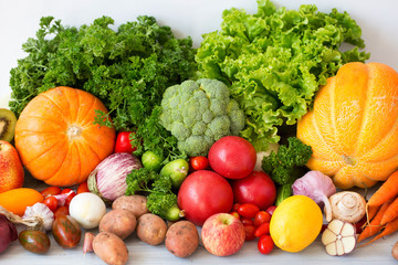 Collection fruits and vegetables.