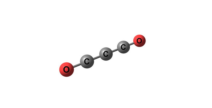 Carbon suboxide molecule isolated on white