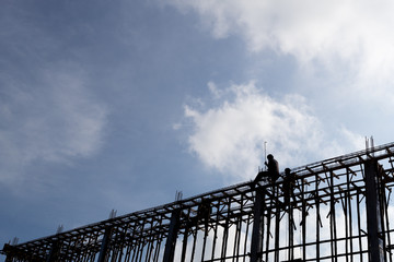 Building Construction silhouette with Blue sky