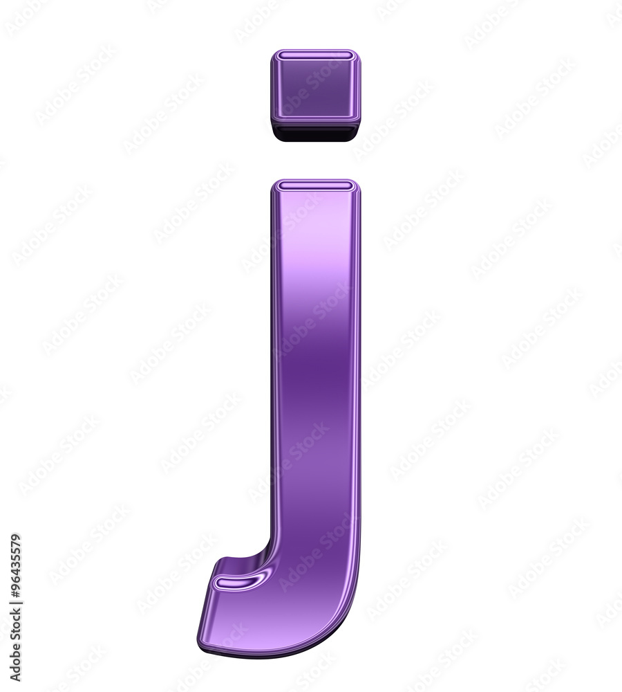 Fototapete one lower case letter from shiny purple alphabet set, isolated on white. computer generated 3d photo
