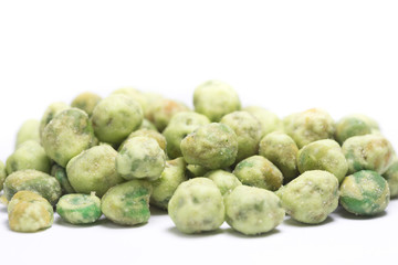 Salted Green Pea with Wasabi on White background
