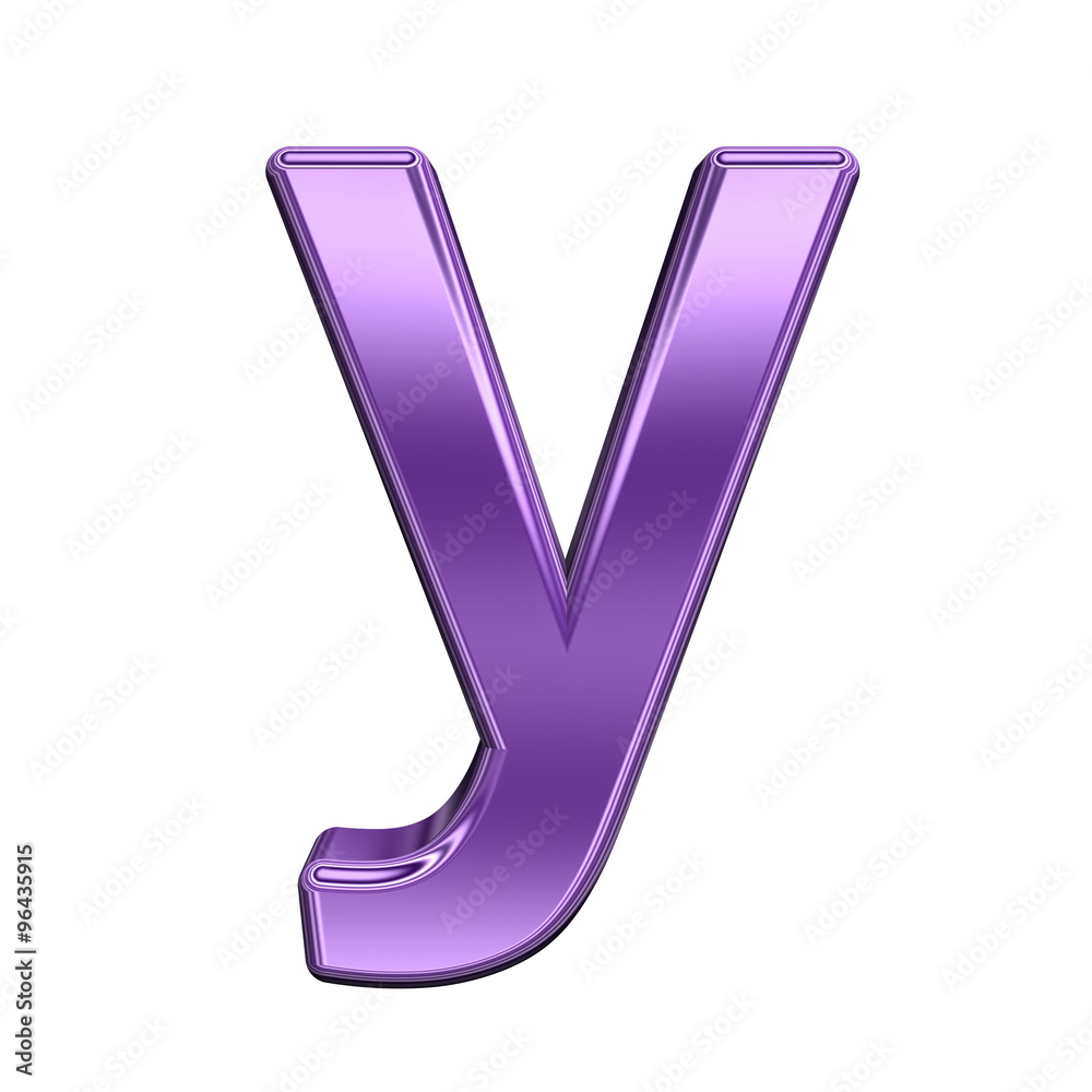 Fototapete one lower case letter from shiny purple alphabet set, isolated on white. computer generated 3d photo
