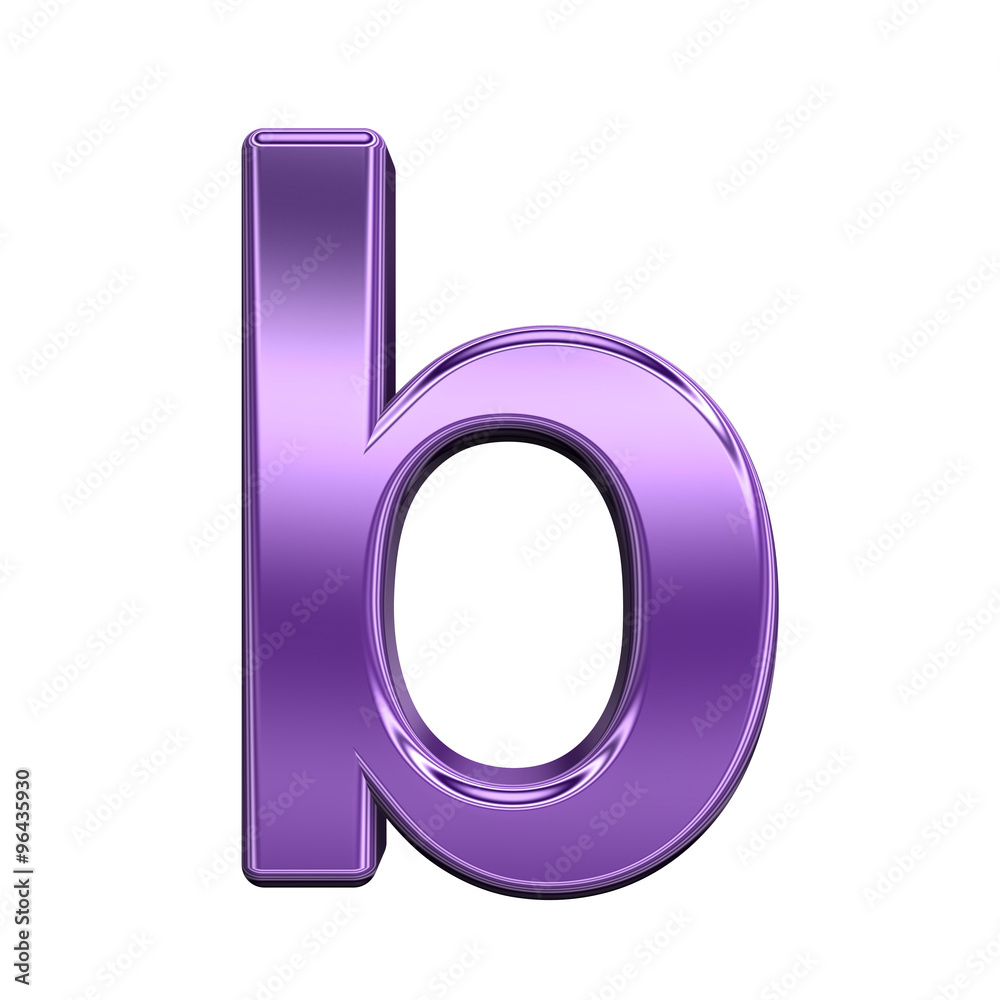 Fototapete one lower case letter from shiny purple alphabet set, isolated on white. computer generated 3d photo