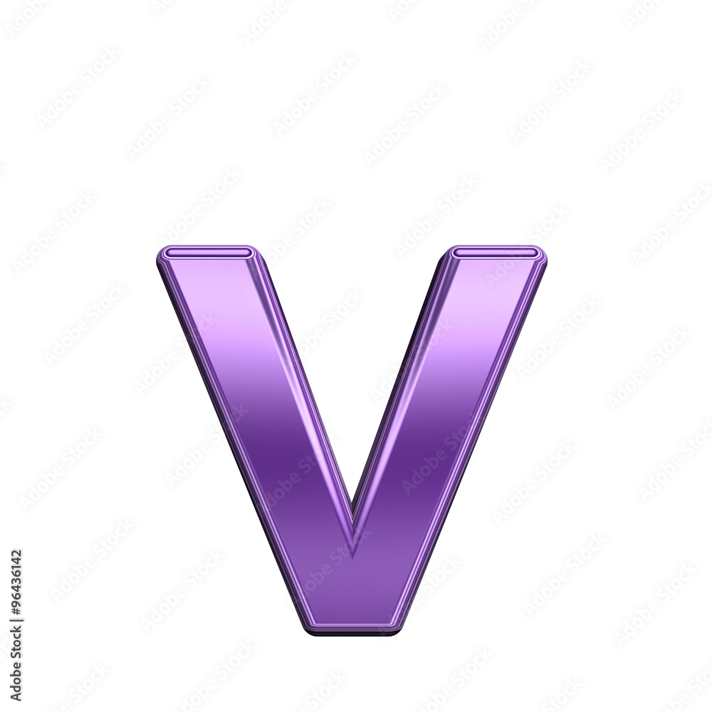Fototapete one lower case letter from shiny purple alphabet set, isolated on white. computer generated 3d photo