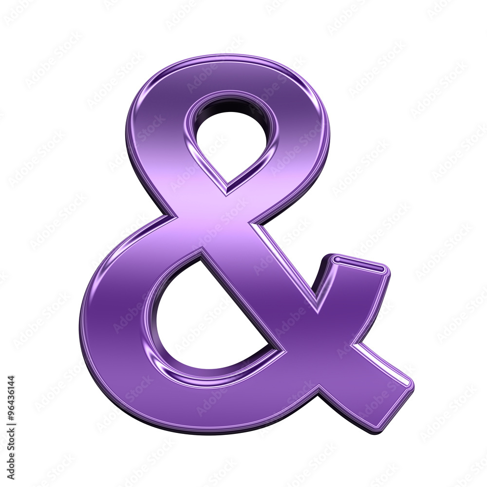 Fototapete one letter from shiny purple alphabet set, isolated on white. computer generated 3d photo rendering.