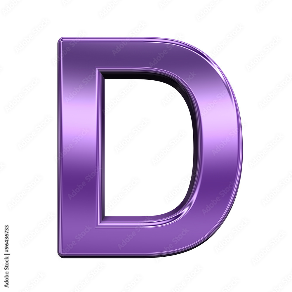 Fototapete one letter from shiny purple alphabet set, isolated on white. computer generated 3d photo rendering.