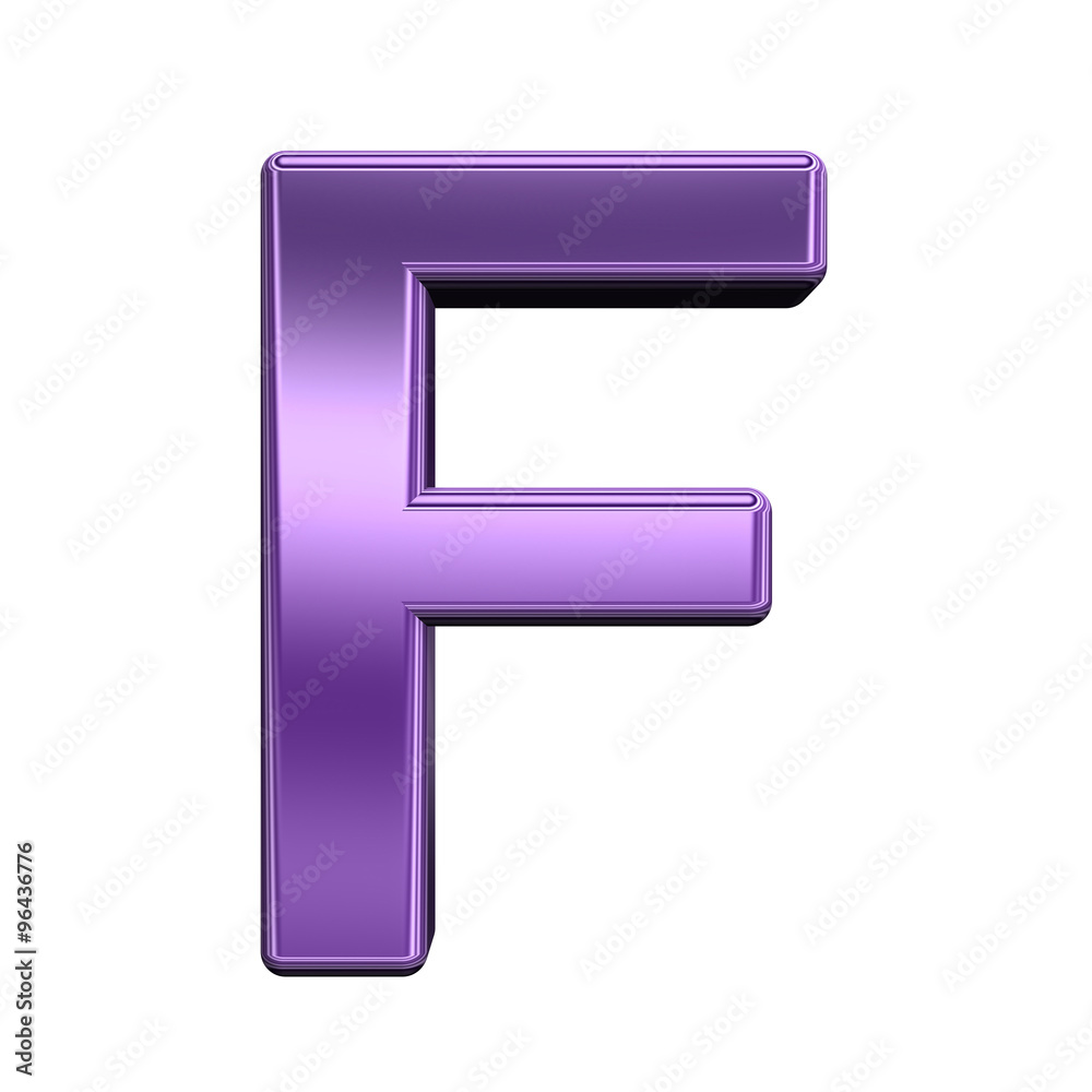 Fototapete one letter from shiny purple alphabet set, isolated on white. computer generated 3d photo rendering.