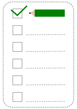 チェックリストと鉛筆のイラスト（緑）