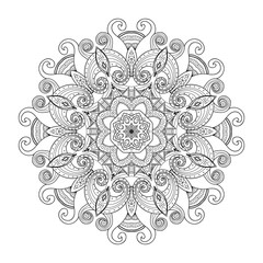 Black and white abstract circular ethnic pattern mandala.
