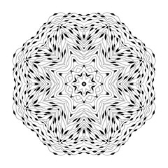 Black and white abstract circular ethnic pattern mandala.