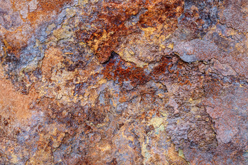 Close shot by the weathering corrosion iron surface