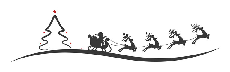 christmas tree santa claus reindeer sleigh red stars