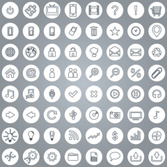 Large set of white elegant lineart web icons