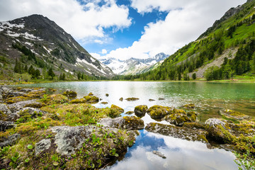 Naklejka na ściany i meble Beautiful landscape of highlands of Altai mountains