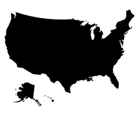 USA black map on white background vector