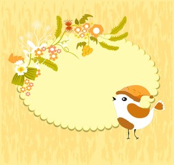 Yellow card with birds