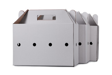 Three cardboard boxes isolated
