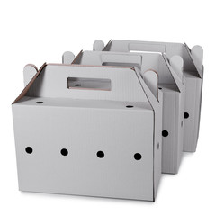 Three cardboard boxes isolated