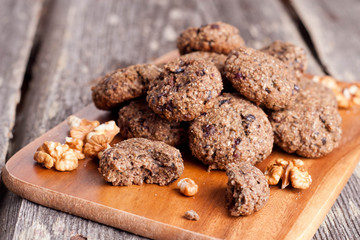 homemade oatmeal cookies with raisins, spices, nuts