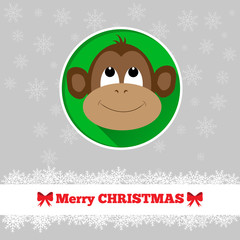 Christmas card template with monkey