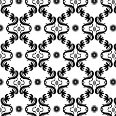 Obraz premium Damask texture black and white pattern