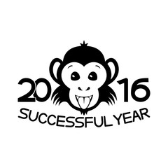 Monkey Zodiac symbol of the new year and the inscription, successful year.