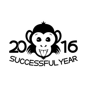 Monkey Zodiac symbol of the new year and the inscription, successful year.