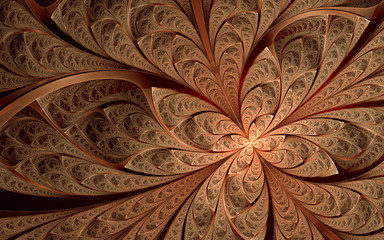 Abstract fractal background, brown mosaic ornamental pattern