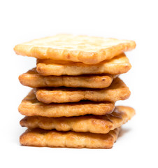 Square Biscuit Stacked on White background 