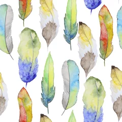 Wall murals Watercolor feathers Watercolor pattern with feathers