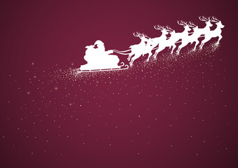 Fototapeta na wymiar Santa Claus Flying With His Sleigh