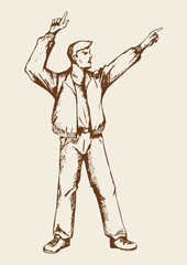 Sketch Of A Man Doing Hands Up