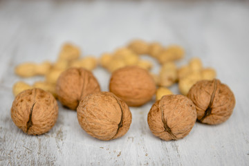 Nuts, peanut, walnut. It can be used as a background