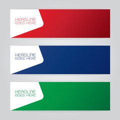 vector set of three banners abstract headers with colorful red g