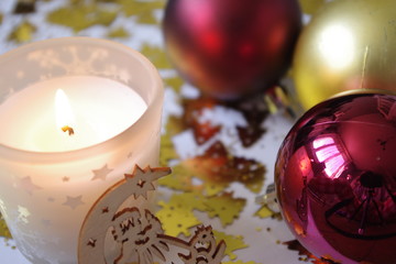 Noël boule décoration Bougie flamme bois